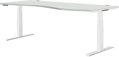 Schäfer Shop Genius Schreibtisch MODENA FLEX, elektrisch höhenverstellbar, Freiform mit Ansatz rechts, Farbe: Lichtgrau/Weiß, Breite: 180 cm - Bild 1