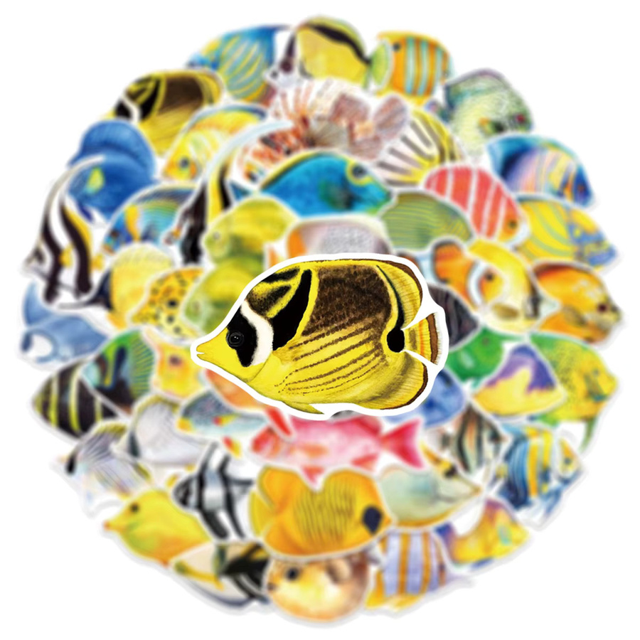 GOGOTU Marine-Fisch-Graffiti-Aufkleber, Meerestiere Cartoon-Sticker, 50-teiliges Set - Bild 2