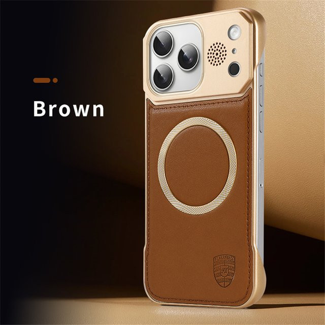 SZMUGUA Rahmenlose magnetische Handyhülle aus PU-Leder mit Aromatherapie für iPhone 17 Air 16e 16 15 14 Plus 13 12 11 Pro Max und MagSafe Kompatibilität in Braun - Bild 1