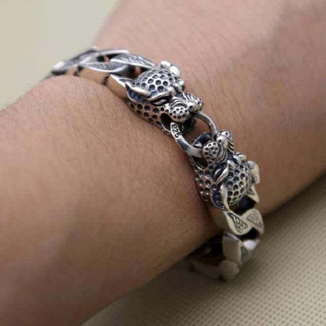 Wucifang Jewelry Armreif 925 Silber, Doppelter Leopardenkopf, Damen - Bild 1