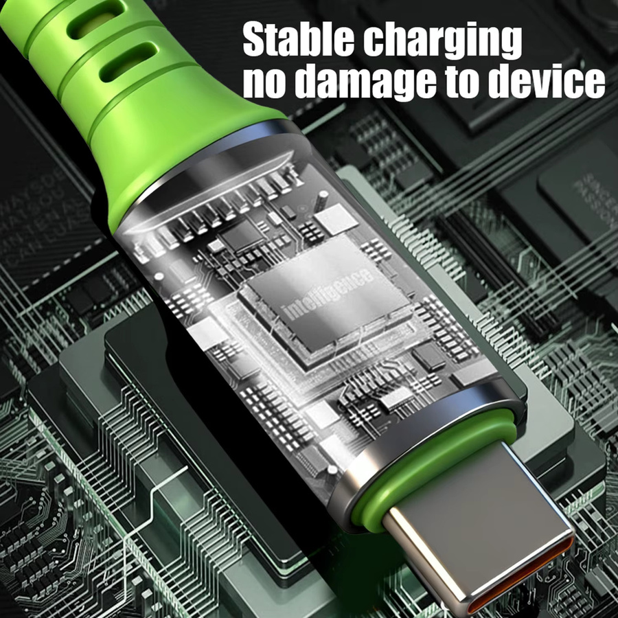 VBNM USB Typ-C zu Typ-C Ladekabel mit Digitalanzeige, 240W Hochgeschwindigkeits-Datenübertragungskabel in Grün - Bild 4