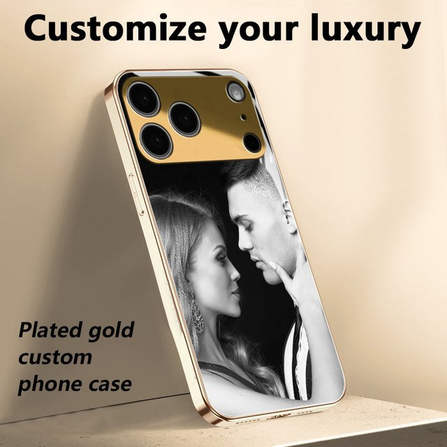 Personalisierte iPhone Handyhülle mit Fotospiegelglas in Gold für verschiedene Apple iPhone Modelle - Bild 1