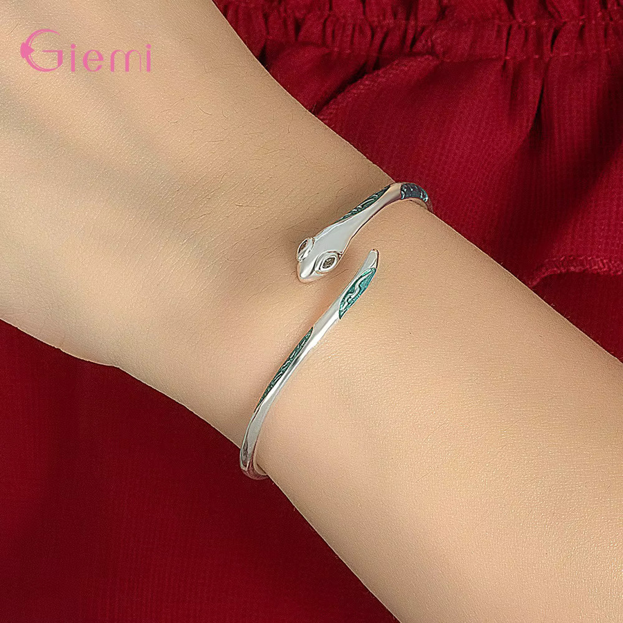 Giemi Armreif 925 Silber, Schlangendesign, Zirkonia, Damen - Bild 4