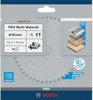 Bosch Kreissägeblatt Standard for Multi Material für Akkusägen, Durchmesser: 85 mm, Bohrung: 15 mm, 30 Zähne, Farbe: Silber - Bild 2