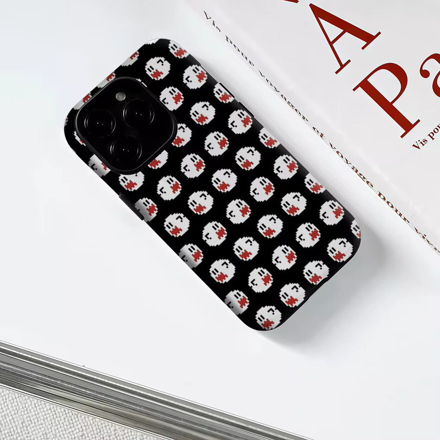 Potdemiel Pixel Ghost Faces Handyhülle für iPhone 17 16 15 14 13 Pro Max Plus mit magnetischer Einzel- und Doppelschicht robusten Schutz - Bild 3