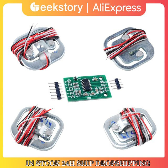 Wishiot Wägezelle Wiegesensor 50 kg mit HX711 AD-Modul und Dehnungsmesser in Silber - Bild 1