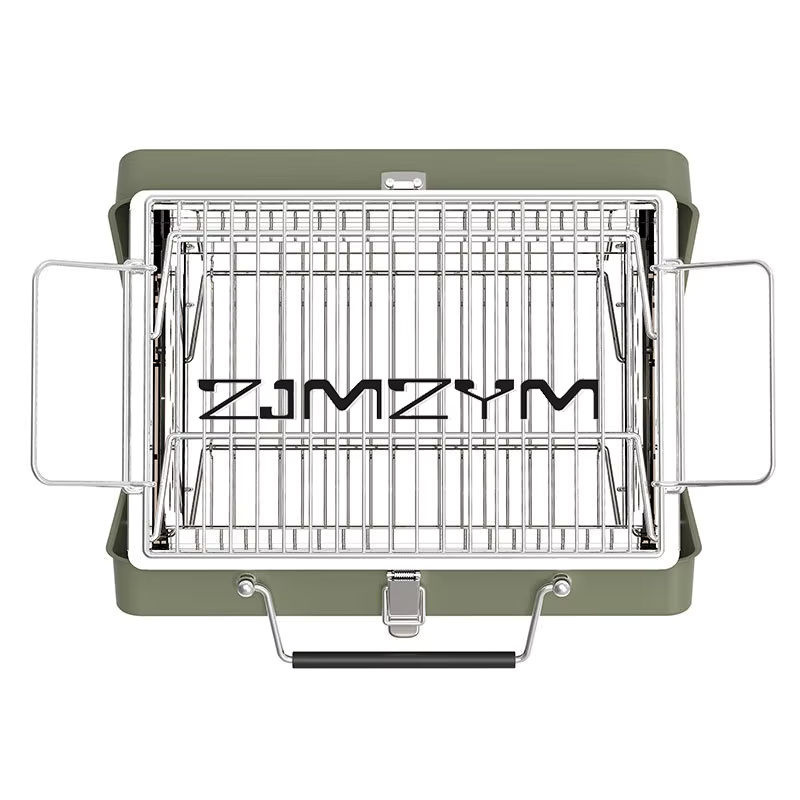 ZJMZYM Faltbarer Barbecue-Grill in Grün mit höhenverstellbarem Rost für Camping und Picknick - Bild 2