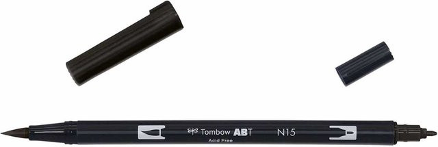 Tombow ABT Dual Brush Pen in Black N15 mit Brush-Spitze und Tinte - Bild 1
