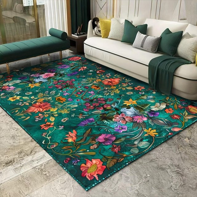 Lodestar Boho-Blumen-Teppich mit floralem Design, rutschfest und maschinenwaschbar, B/T: 240 x 180 cm, mehrfarbig - Bild 1
