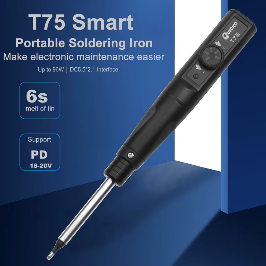 Quicko Elektrisches Lötkolben Kit T75 96W Smart Lötkolben Reparatur Werkzeug in Schwarz - Bild 2