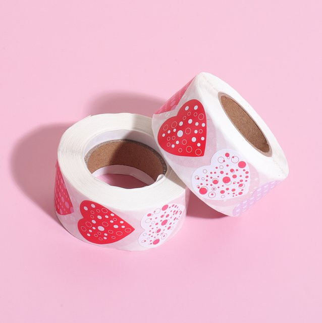 500 Stück selbstklebende Herz-Aufkleber in Rosa und Rot für Valentinstag, Geschenkverpackungen und DIY-Bastelarbeiten, Durchmesser: 2,5 cm - Bild 1