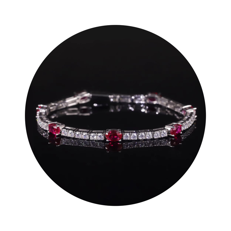 GEM'S BALLET Tennis Armband, 925 Sterling Silber, Rubin, Damen - Bild 2