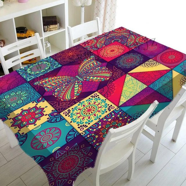 Shinehope Tischdecke im Boho-Stil mit Mandala-Muster, rechteckig, mehrfarbig, B/T: 100 x 145 cm - Bild 1