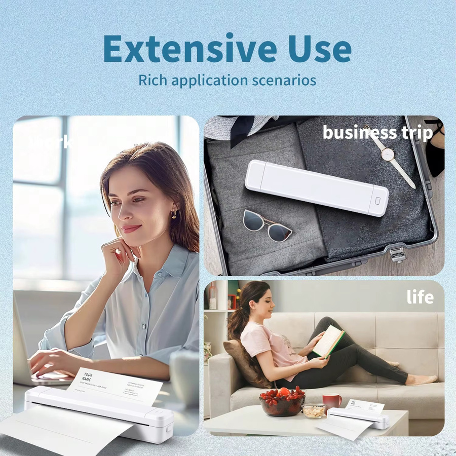 Marklife X8 Kabelloser Tragbarer Thermodrucker in Weiß, Tintenlos, Unterstützt A4 und iOS für Reisen, Zuhause und Büro - Bild 3