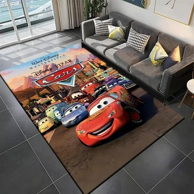 Karpetti Disney Lightning McQueen Kinder Teppich mit Motiv, rutschfest und waschbar, B/T: 50 x 80 cm, Mehrfarbig - Bild 1