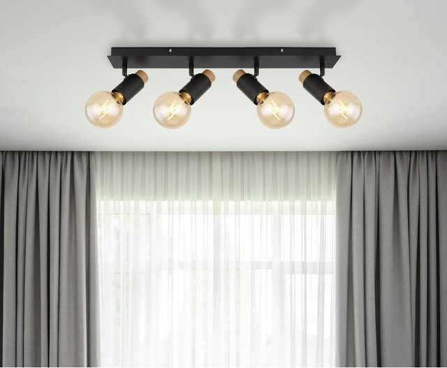 Globo Strahler Matti 4-flammig Schwarz matt B/T/H: 65,5 x 8,0 x 14,5 cm - Bild 1