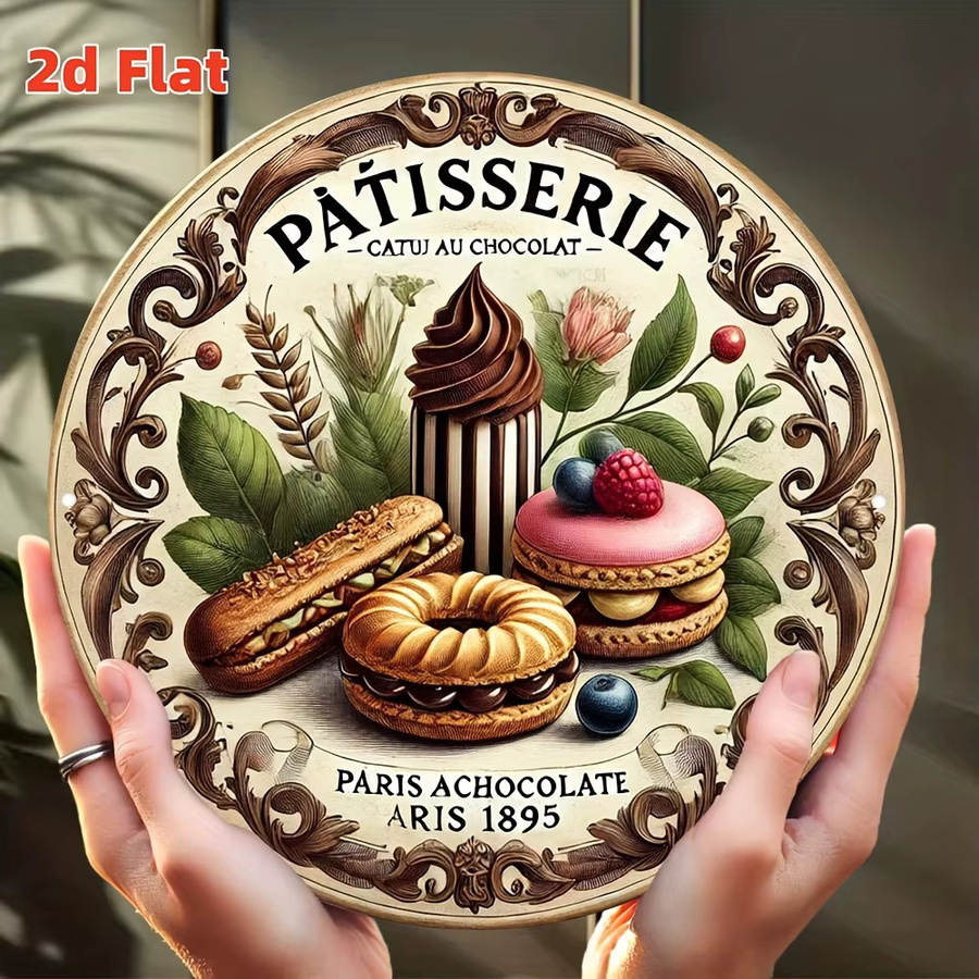 Potdemiel Vintage Parisian Baking Shop Metallwandkunst rund, Durchmesser: 19,81 cm, Multicolour - Bild 3