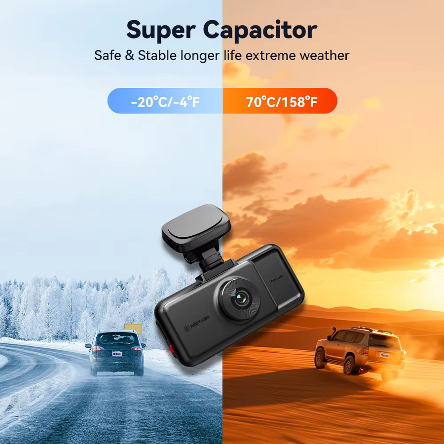 REDTIGER A6 3-Kamera-System Dashcam in Schwarz mit 4K UHD, integriertem 5,8GHz WLAN und GPS für Front-, Innen- und Heckaufnahme inklusive Nachtsicht und Parküberwachung - Bild 7