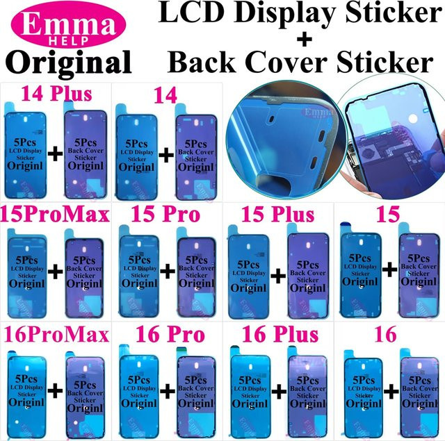 EmmaHelp 10 Stück wasserdichte Dichtungsaufkleber für iPhone 14/15 Pro Max und 16 Plus, selbstklebender Rückrahmen- und LCD-Bildschirm-Lünettenkleber - Bild 1