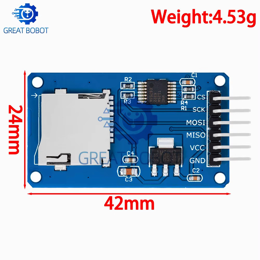 baishundianzi Micro SD TF-Karte Memory Shield Modul mit SPI-Schnittstelle für Arduino, Blau - Bild 2