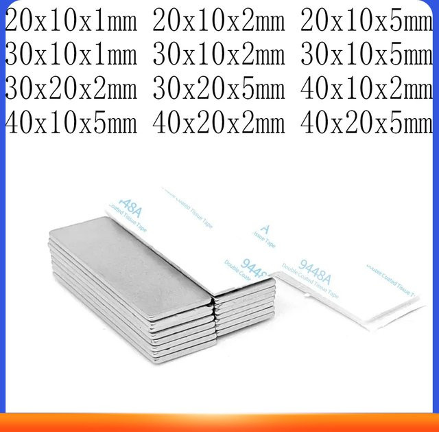 Starke Magnetplatten mit doppelseitigem Klebeband in Silber für Home Office und DIY, B/T/H: 30 x 10 x 1 mm - Bild 1