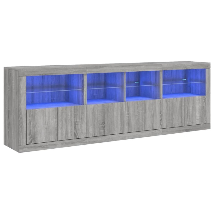 vidaXL Sideboard modern in Grau Sonoma mit integrierter LED-Beleuchtung, B/T/H: 202 x 37 x 67 cm - Bild 2
