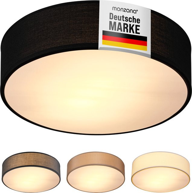 MONZANA Deckenlampe aus schwarzem Leinenstoff mit E27 Fassung, Durchmesser: 30 cm - Bild 1