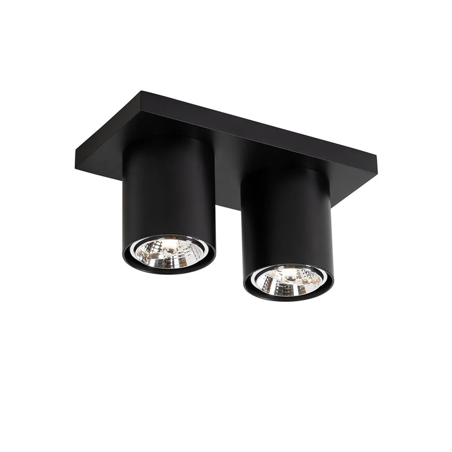 QAZQA Moderner Deckenstrahler Tubo in Schwarz aus Aluminium, 2-flammig, dimmbar, GU10 - Bild 2