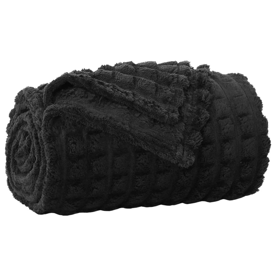 vidaXL Überwurfdecke aus Fleece in Schwarz, B/T: 150 x 130 cm - Bild 2