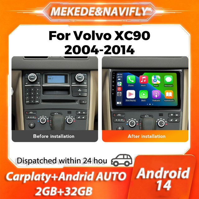 MEKEDE Wireless Carplay Autoradio für Volvo XC90 2004-2014 mit IPS Bildschirm, GPS und Bluetooth in Schwarz - Bild 1