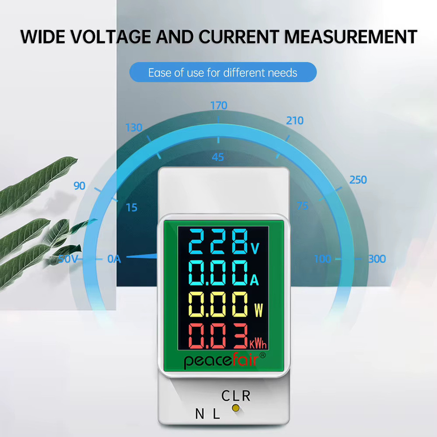 Gaqqee Digitales Energiemessgerät AC 50-300V/100A Wattmeter mit Voltmeter und Amperemeter in Schwarz und Weiß - Bild 2