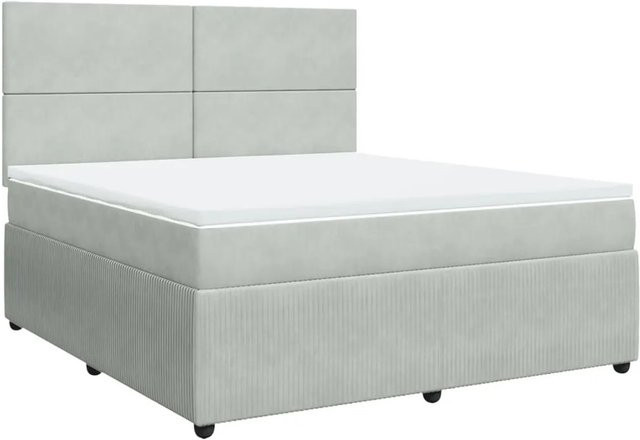 vidaXL Boxspringbett mit Matratze und Taschenfederkern in Grau aus Samt, B/T: 180 x 200 cm - Bild 1