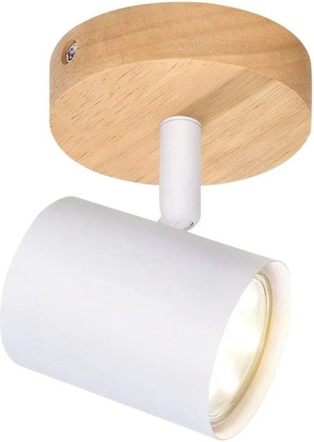 NETTLIFE Deckenstrahler aus Metall und Holz in Weiß, verstellbar, GU10 LED, Industrial Design - Bild 1