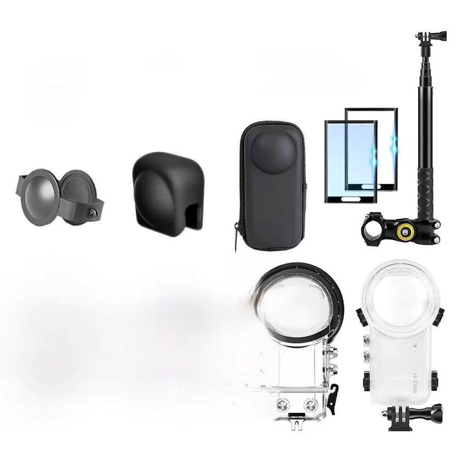 Insta360 X3 Zubehör-Set in Schwarz mit Objektivschutz, Schutzrahmenkappe, Tauchkoffer, Aufbewahrungstasche, Displayschutzfolie und Motorradhalterung - Bild 3