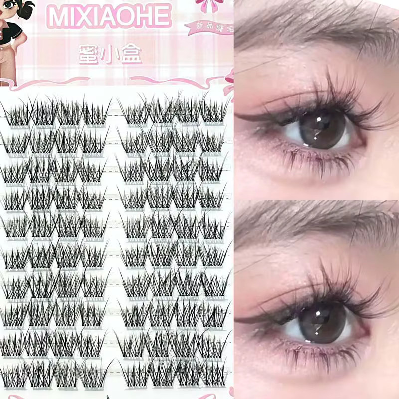 Mixiaohe Crescent Spring Fluffy Cluster Lashes, C Curl, Natürlich - Bild 3