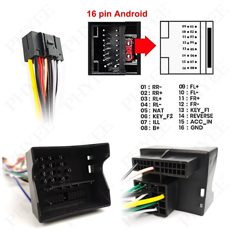 PHYEE CAN-Bus-Decoder mit Quadlock-Kabelbaum und SWC-Retention als Plug-and-Play 16-Pin-Adapter für Ford Focus Fiesta Mondeo Transit Kuga in Schwarz - Bild 3
