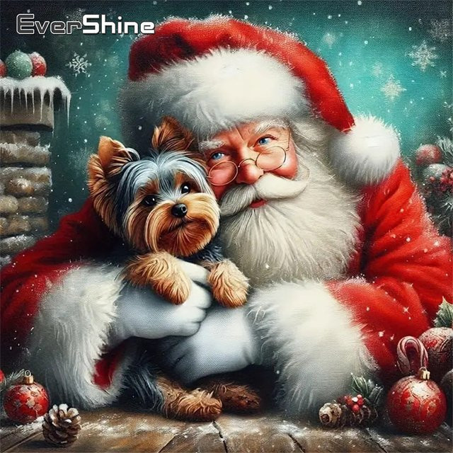 EverShine Diamantmalerei Weihnachtsmann Porträt DIY Mosaik Bild mit Strass Stickerei, Mehrfarbig, B/H: 20 x 20 cm - Bild 1