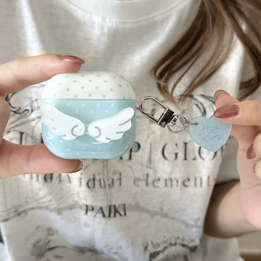 Löwe Polka Dot Stereo Wings Soft Shell Kopfhörerabdeckung für Apple AirPods Pro 2 und AirPods 1/2/3/4 Generation in Blau - Bild 4