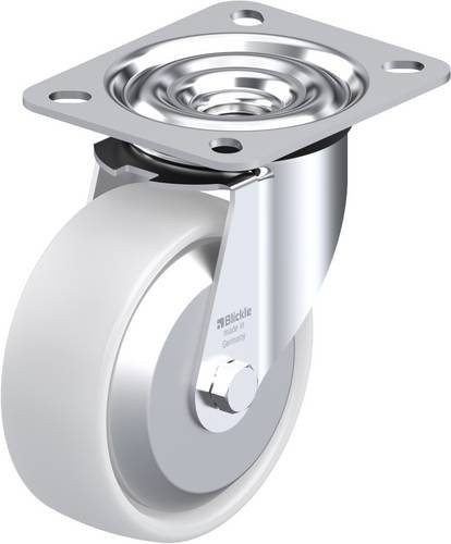 Blickle Lenkrolle LE-PO 100G-FA aus verzinktem Stahl und Kunststoff, Rad-Durchmesser: 100 mm, Tragfähigkeit: 150 kg, Farbe: Weiß - Bild 1