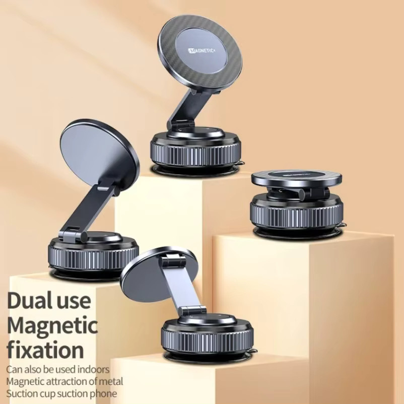 VIKEFON Magnetischer Autotelefonhalter in Schwarz mit 360 Grad Rotation und Vakuumsauger für Windschutzscheibe oder Armaturenbrett - Bild 3
