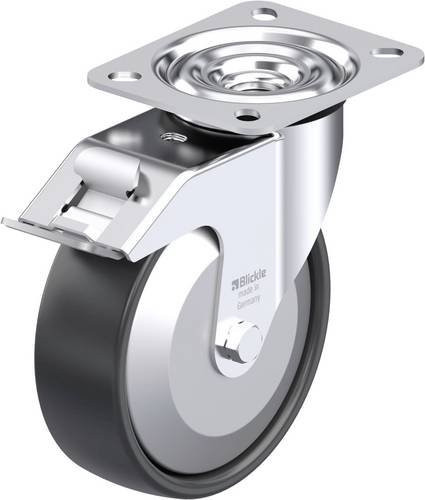 Blickle Stahlblech-Lenkrolle LE-PP 125R-FI-FA aus verzinktem Stahl mit Rad-Durchmesser 125 mm und einer Tragfähigkeit von 150 kg - Bild 1