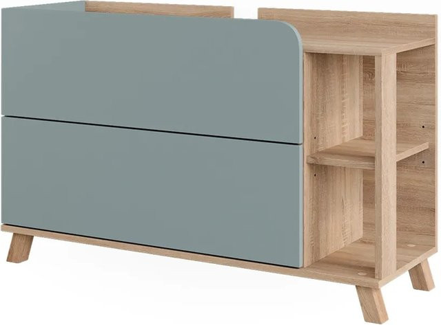 Vicco Waschbeckenunterschrank Karen in Sonoma und Blau mit 2 Türen und Schubladen, Breite: 100 cm, Tiefe: 65 cm - Bild 1