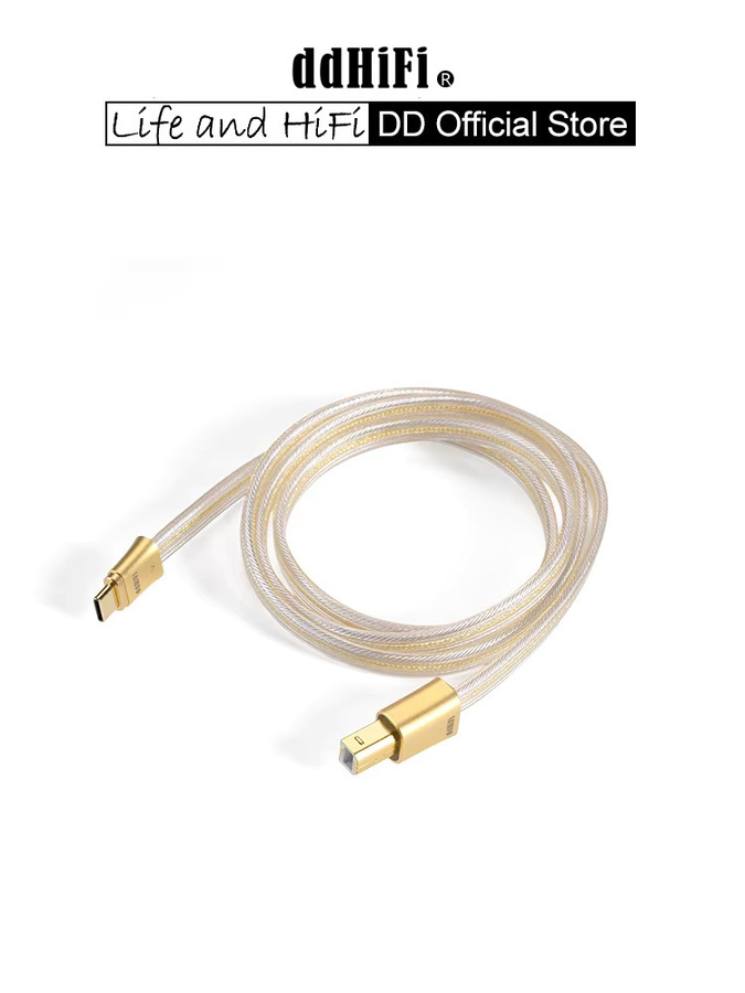ddHiFi TC19BC Gold USB-C auf USB-B Digitalkabel aus reinem Silber mit 4N OCC Silberdraht für HiFi DAC AMP, Länge: 100 cm - Bild 1