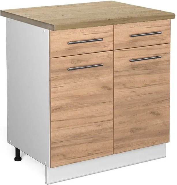 Vicco Küchenunterschrank Fame-Line Goldkraft Eiche und Weiß, B: 80 cm, T: 60 cm, H: 82 cm - Bild 1