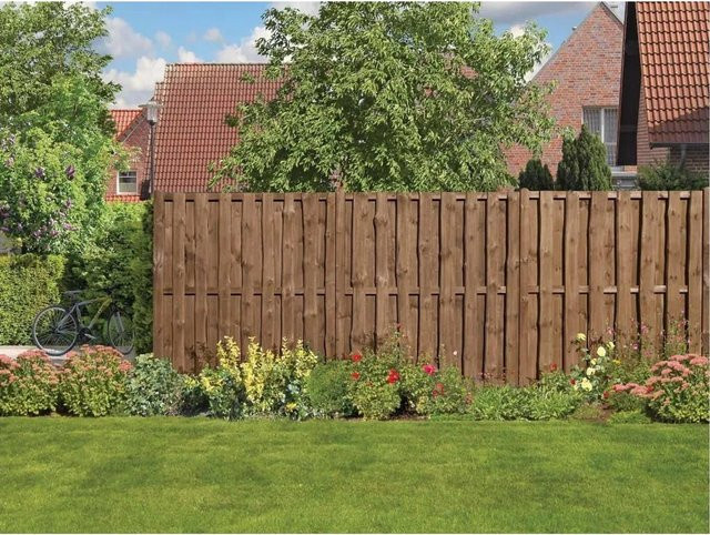 Woodtex Natura Bohlen-Zaun DIY-Bausatz aus Holz in Braun, Höhe: 180 cm - Bild 1