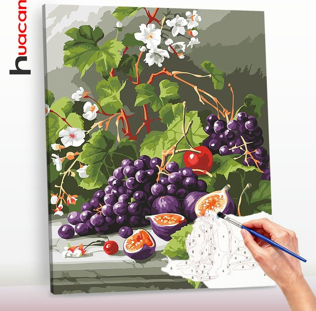 Huacan Malen nach Zahlen für Erwachsene Obst- und Blumen-Ölgemälde auf Leinwand in Mehrfarbig - Bild 1