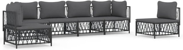 vidaXL 6-tlg Garten-Lounge-Set in L-Form mit Kissen, Anthrazit, pulverbeschichteter Stahl und Textilene - Bild 1