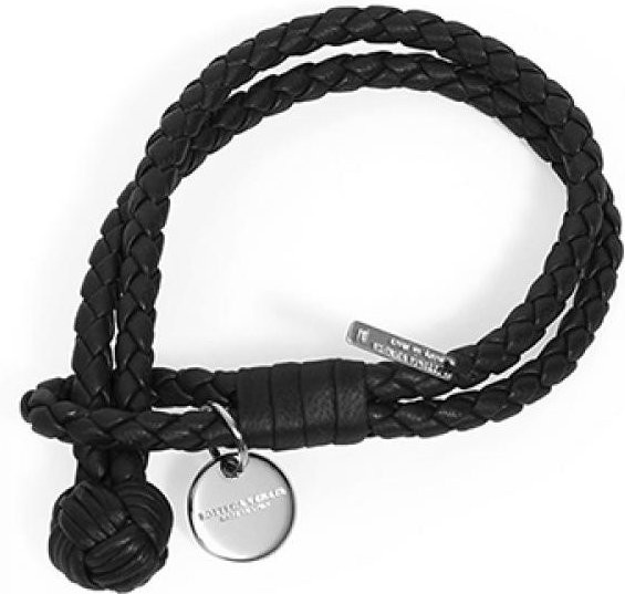 Bottega Veneta Doppel-Lederarmband, Leder, Schwarz, Damen, XS - Bild 1