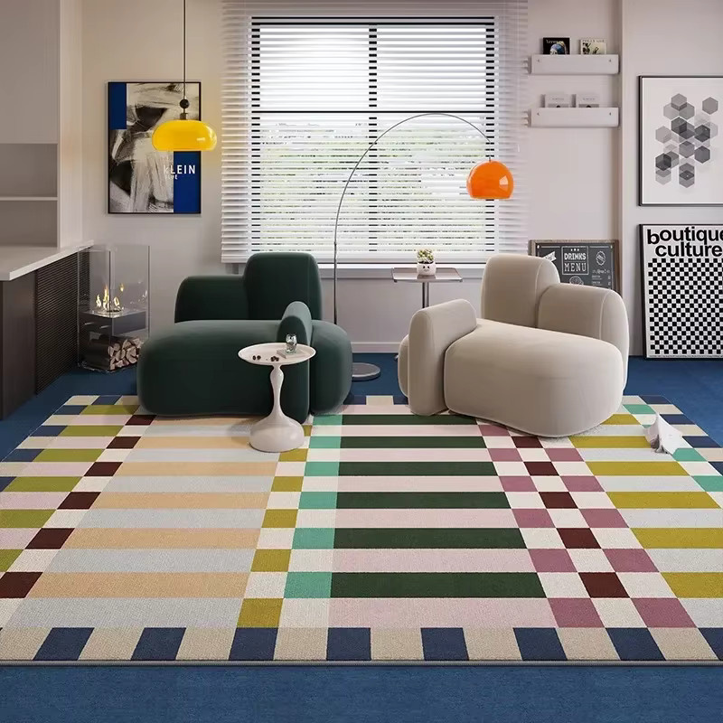 VIKAMA Wohnzimmerteppich in Multicolor mit Retro-Kunstdesign für Schlafzimmer und Wohnbereich - Bild 1