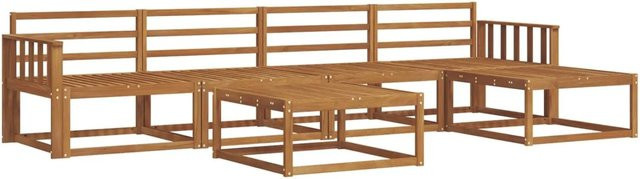 vidaXL Outdoor-Sofagarnitur 6-teilig aus Akazie Massivholz in Braun mit Latten-Design und UV-beständigem wetterfestem Holz - Bild 1